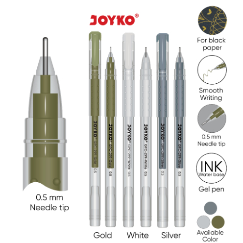 

1 Pcs Pena Gel Gold ~ Putih ~ Silver Joyko GPC-299 Premium 0.5mm ( PCS )