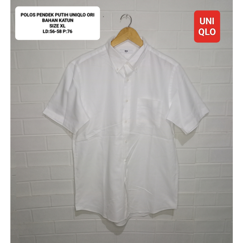 KEMEJA PUTIH UNIQLO SIZE XL LENGAN PENDEK ORI