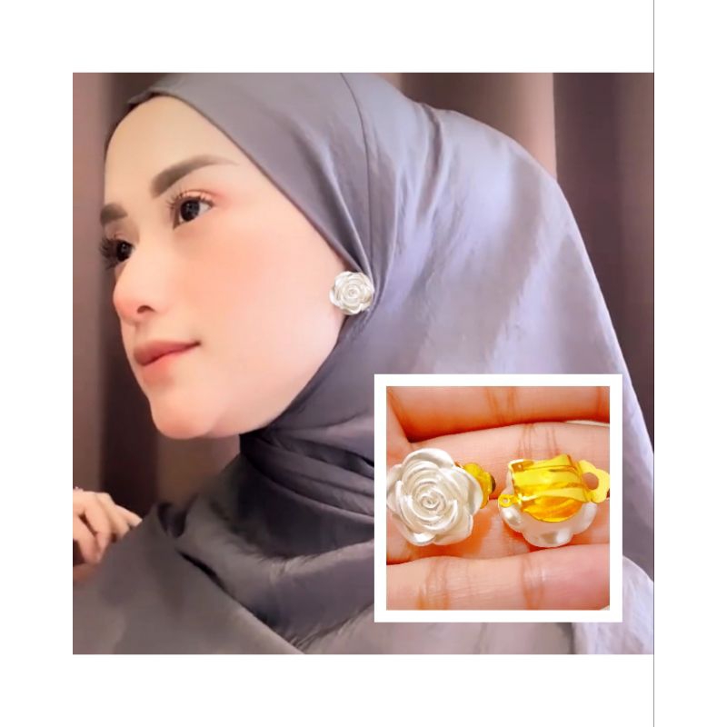 Anting Hijab Jepit/Klip Anting tanpa Tindik