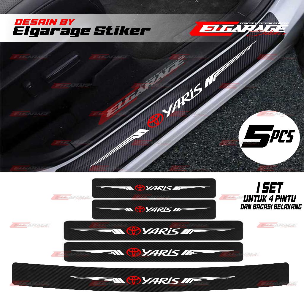 5pc  sticker carbon mobil yaris sticker carbon pelindung pijakan kaki mobil yaris sticker carbon 3D