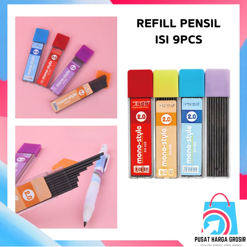 

PHG Refill Pensil Mekanik Alat Tulis Sekolah Dan Kantor Mechanical Aesthetic Korea Refill Pensil Cetek PREMIUM QUALITY Ukuran 2.0 Isi Ulang Pensil Mekanik Isi 9 Pcs