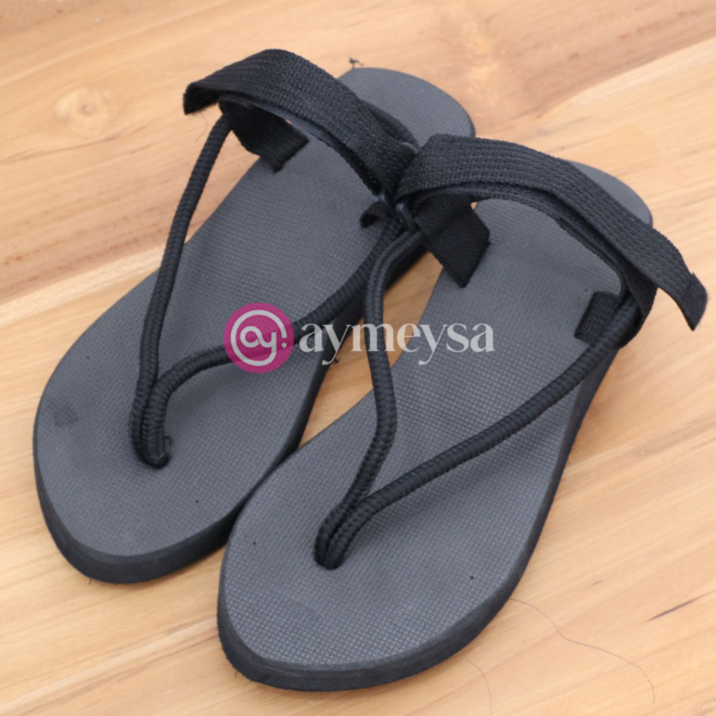 [PROMO] Sandal Wedges Tali Wanita Non slip Bahan Spons Premium Warna Hitam Ukuran 36 - 40| Sendal Tr