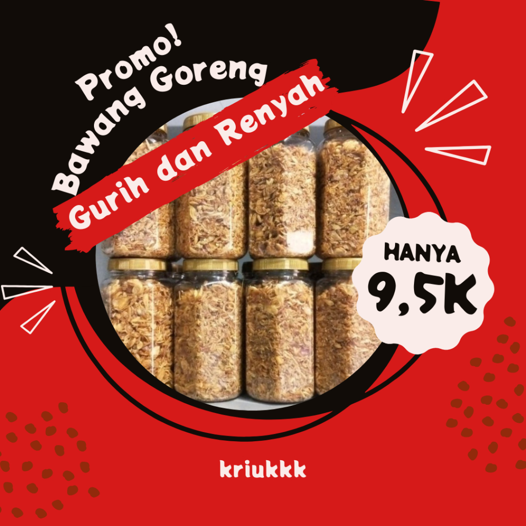 

BAWANG GORENG GURIH RENYAH KRIUK KEMASAN TOPLES CANTIK BUMBU DAPUR