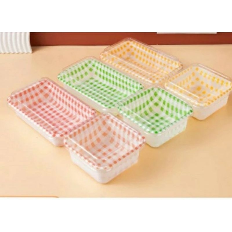 dessert box kotak kotak segi panjang serbaguna+ tutup