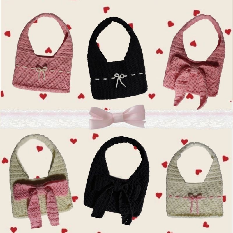 Coquette Crochet Bag - coquette style shoulder bag