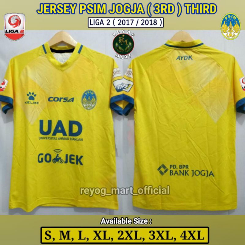JERSEY PSIM JOGJA 3RD 2017 / 2018 LIGA 2 THIRD KUNING PRINTING RETRO LOKAL