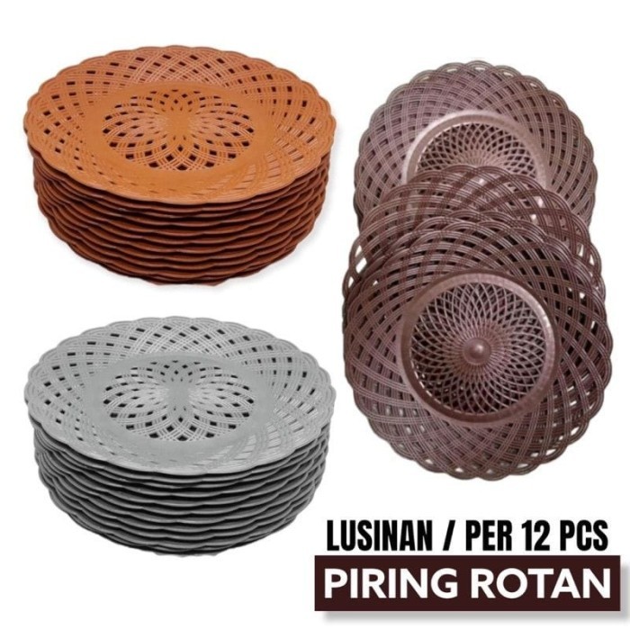 Piring Rotan Plastik / Piring Makan Plastik Rotan 1 Lusin