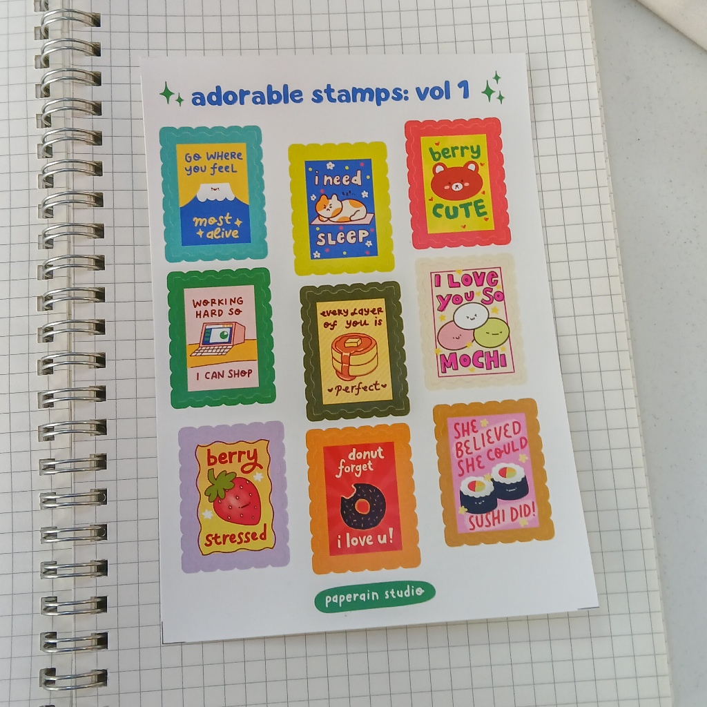 

adorable stamps sticker sheet