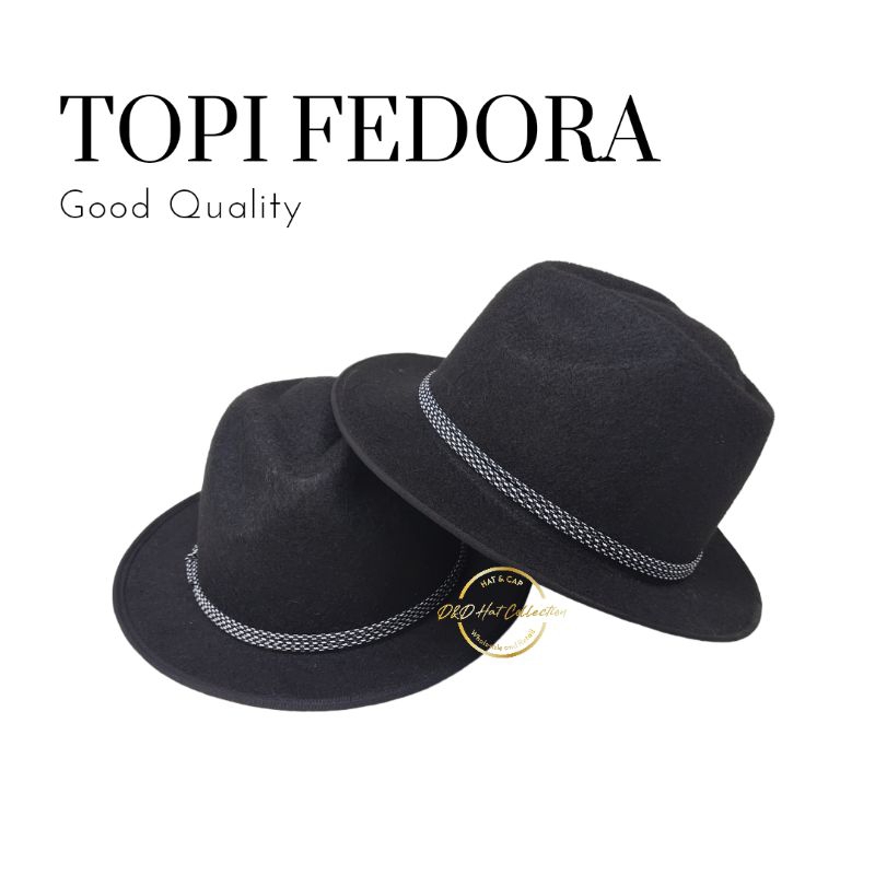 Topi Fedora Dewasa Tali Tambang Monochrome Topi Pria Klasik