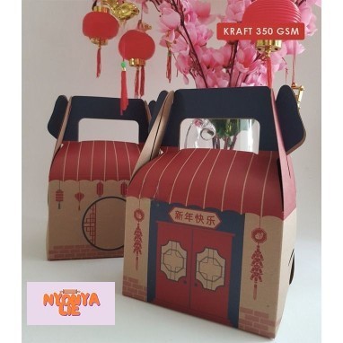 

GB17S Gable Box 14x10x10 cm Idul Imlek Sincia CNY Hampers Cookies Pudding Mug Toples