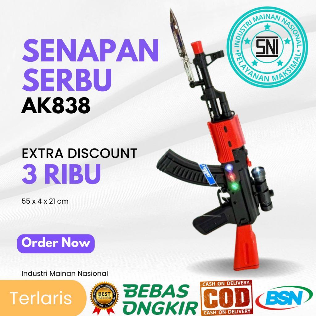 Mainan Tembakan Senapan Serbu AK838