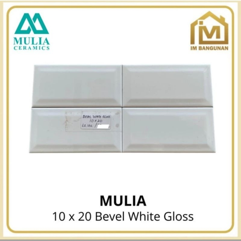 Keramik Subway Bevel Putih Glossy 10x20