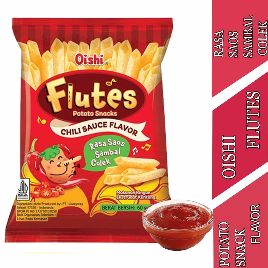 

Rasa Saos Sambal Colek - Oishi Flutes - Potato Snack Flavor - 60gr