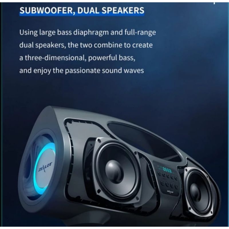 Zealot P1Powerful Boombox Portable Bluetooth / Subwoofer Bass 8000Mah