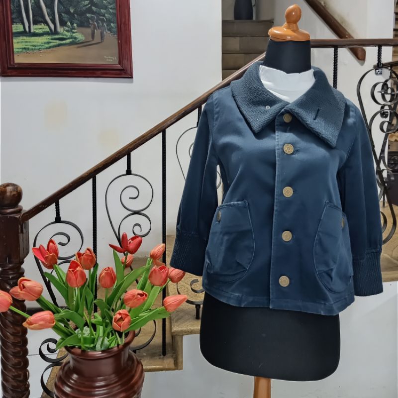 Blazer Crop Wanita/Cewe Remaja - Navy