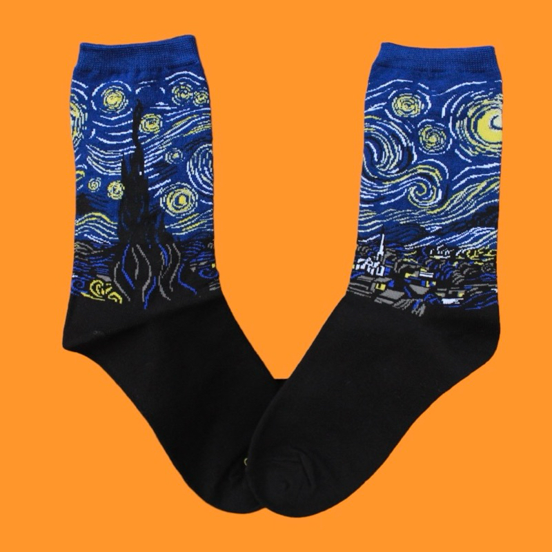 Kaos Kaki Motif Lukisan Starry Night Vincent Van Gogh