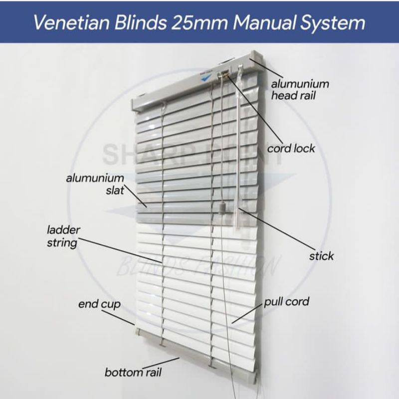 Venetian Blinds / Horizontal Blinds / Krey Almunium 25mm Sharp Point