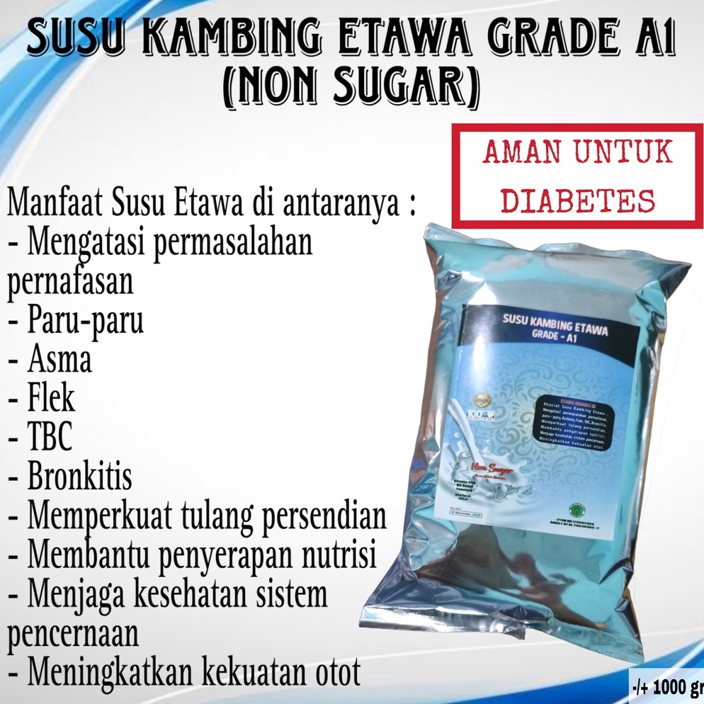 

Cuci gudang SUSU KAMBING ETAWA GRADE A NON SUGAR 1KG AMAN UNTUK DIABETES