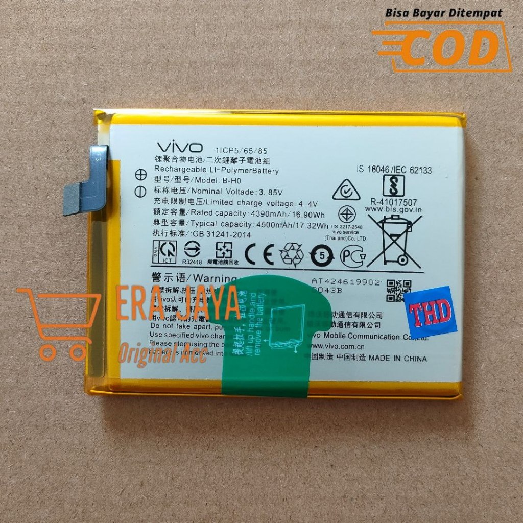 VIVO S1 - Baterai Batre Hp Vivo S1 1907 V1907 V1913A Model B-H0 B-HO BH0 Batrei Batrai Battery Tanam