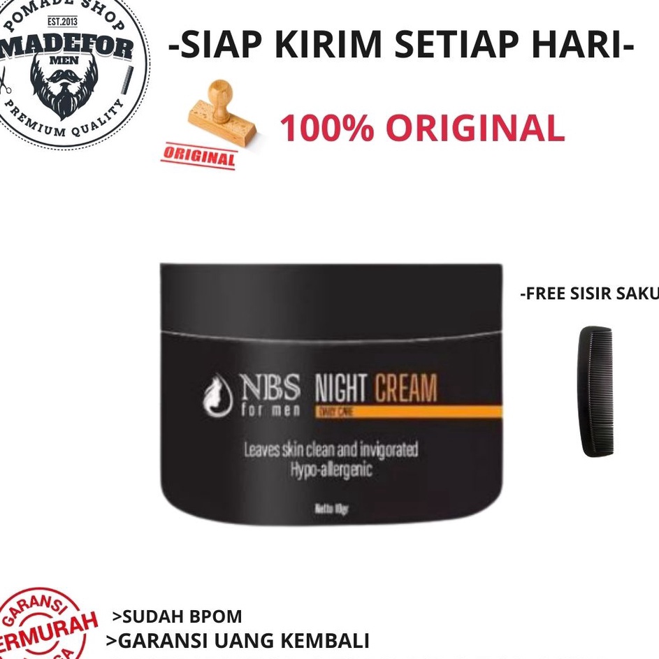 Penjualan TerbaikCOD NBS FOR MEN NIGHT CREAM KRIM MALAM NBS FOR MEN NIACINAMIDE SUDAH BPOM