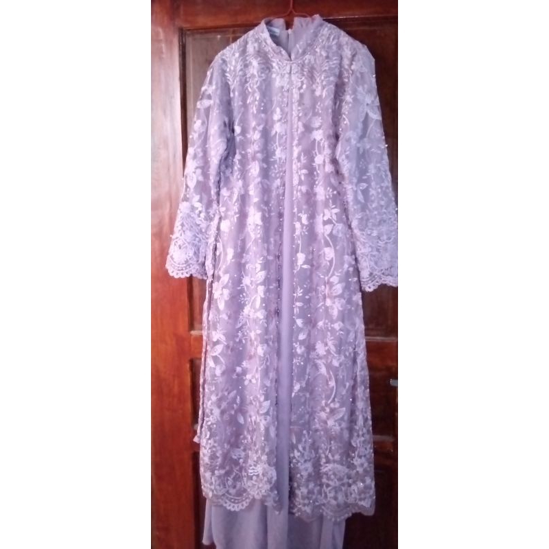 gamis brukat premium Ceruty baby dol warna lilac