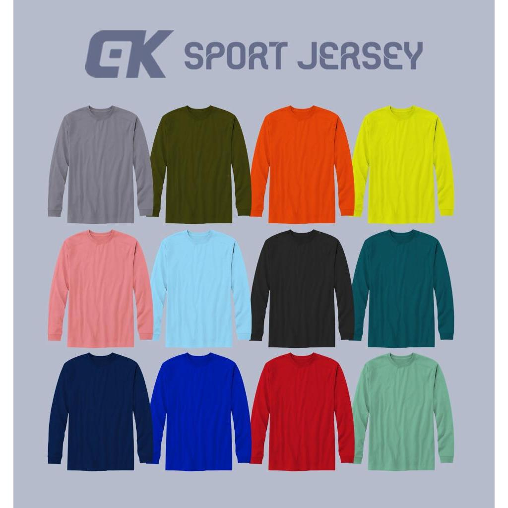 Kaos Olahraga Lengan Panjang Polos Jersey Sepak Bola Futsal Badmintoon Volly Lari Gym Running Traini