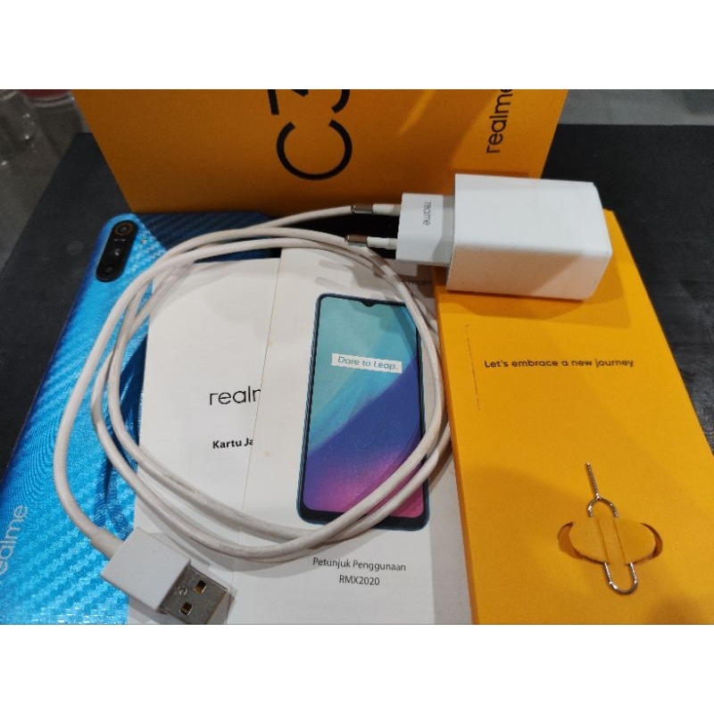 Handphone Hp Realme C3 Blue 3/32 Seken Preloved