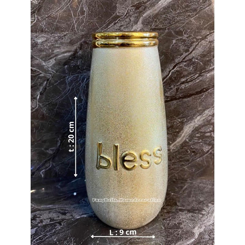 Guci Vas Bunga Keramik Emas  Perak Guci Porselen Gold Mewah Import Dekorasi Rumah