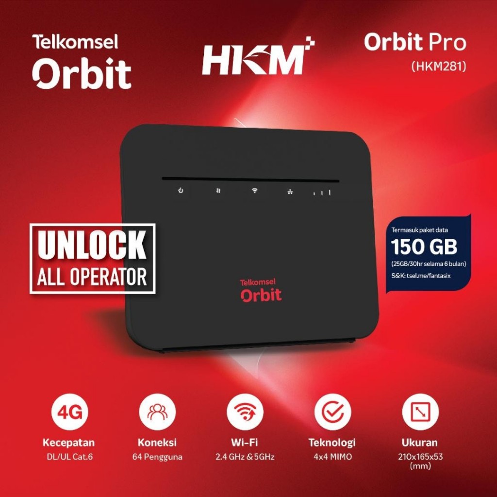 Telkomsel Orbit Pro CAT 6 Modem Wifi 4G Free Telkomsel Orbit dan Kuota