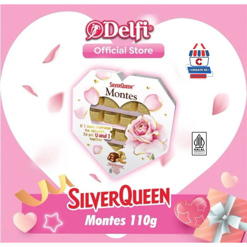 Delfi Silverqueen Montes Valentine Love Box 110g - Silverqueen Chunky Bar Cashew Bear Hugs for Your 