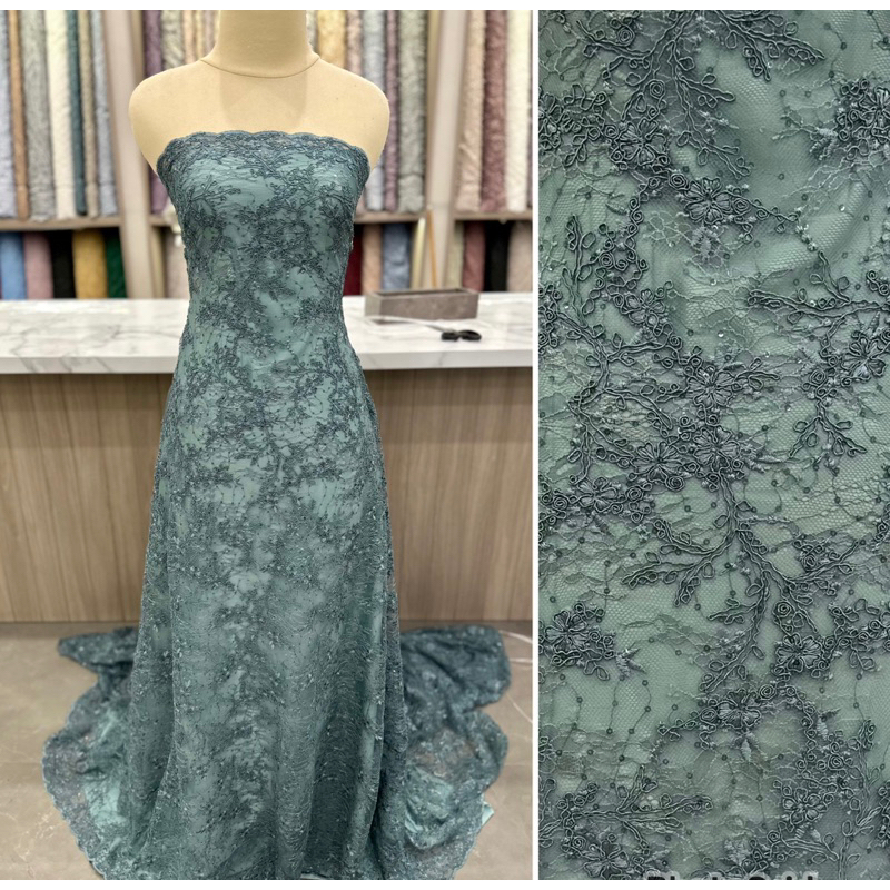 Kain brokat tule tile bordir payet Premium / kain kebaya mewah / kain tile JASMINE