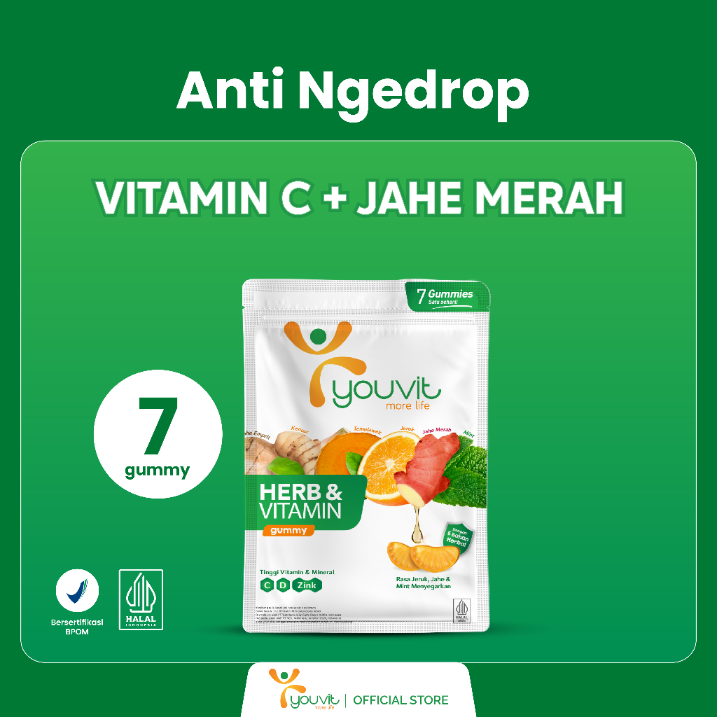 

YOUVIT HERB & VITAMIN DENGAN HERBAL + JAHE MERAH UNTUK DAYA TAHAN TUBUH