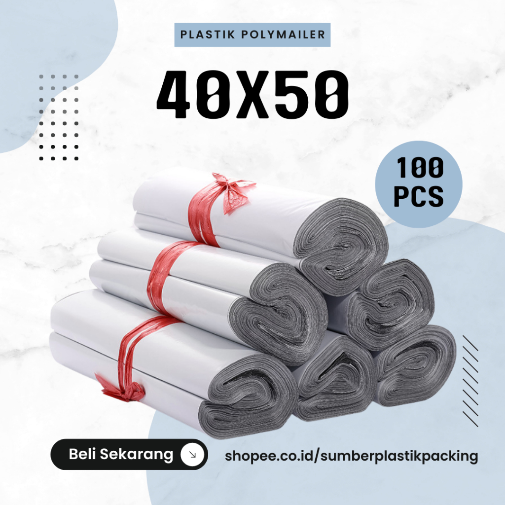 

Plastik Packing Online 40x50 isi 100Pcs Warna Putih Glossy | Plastik Packing Polymailer Termurah