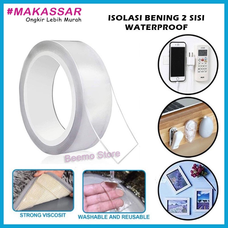 Double Tape Gel Isolasi Bening 2 Sisi Perekat Dinding Selotip Ajaib Super Kuat Dobel Tip Super Kuat