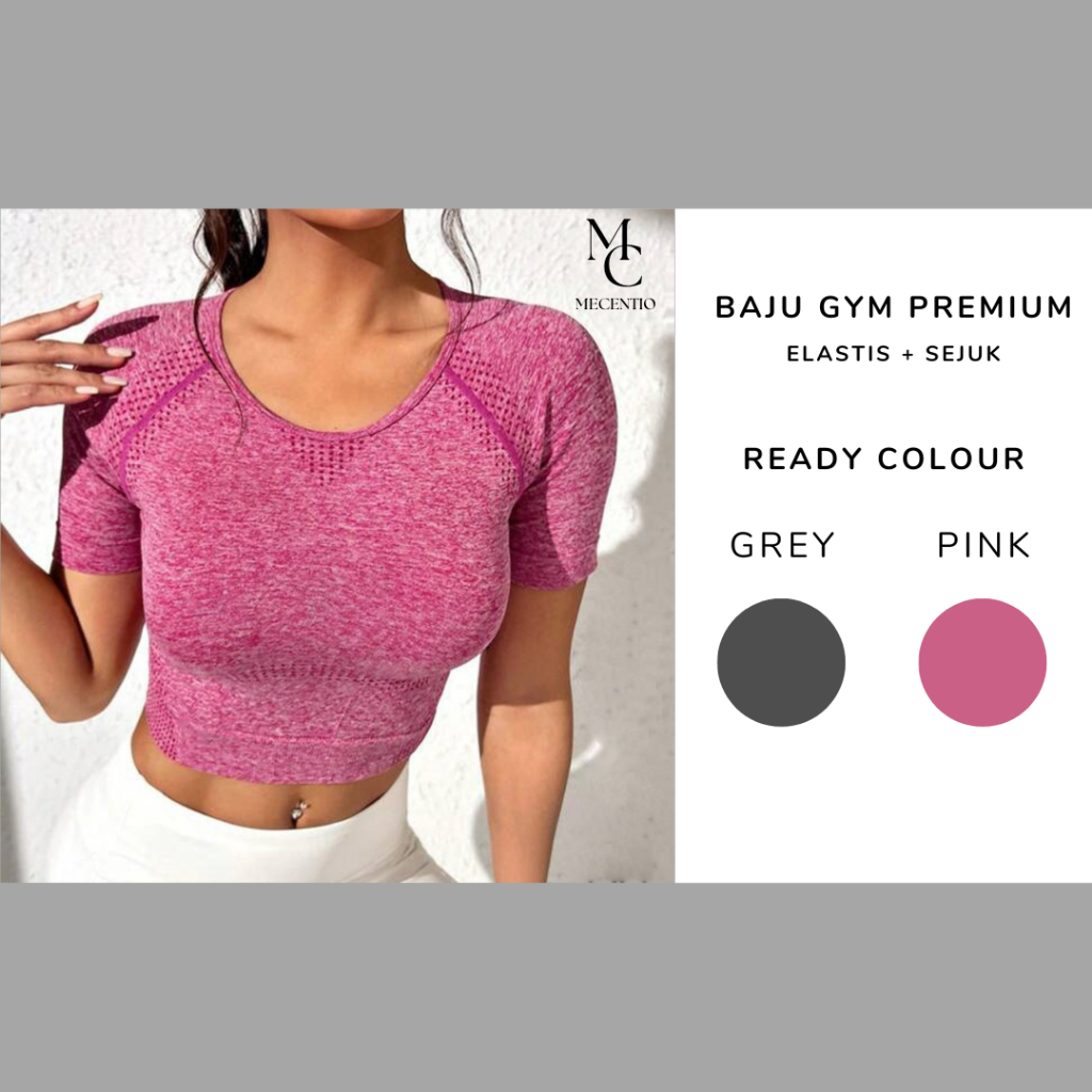 Baju Olahraga Wanita Model Crop Lengan Pendek Gym / Yoga / Zumba / Fitness