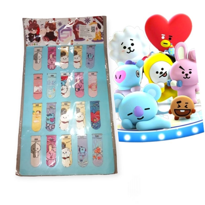 

Pembatas buku karakter BT21 hologram isi 20