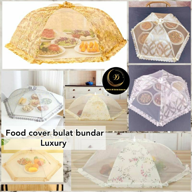 Tudung Saji Tarik Lipat Bulat Persegi Umbrella Food Cover Tudung Saji Shabby Chic Lipat