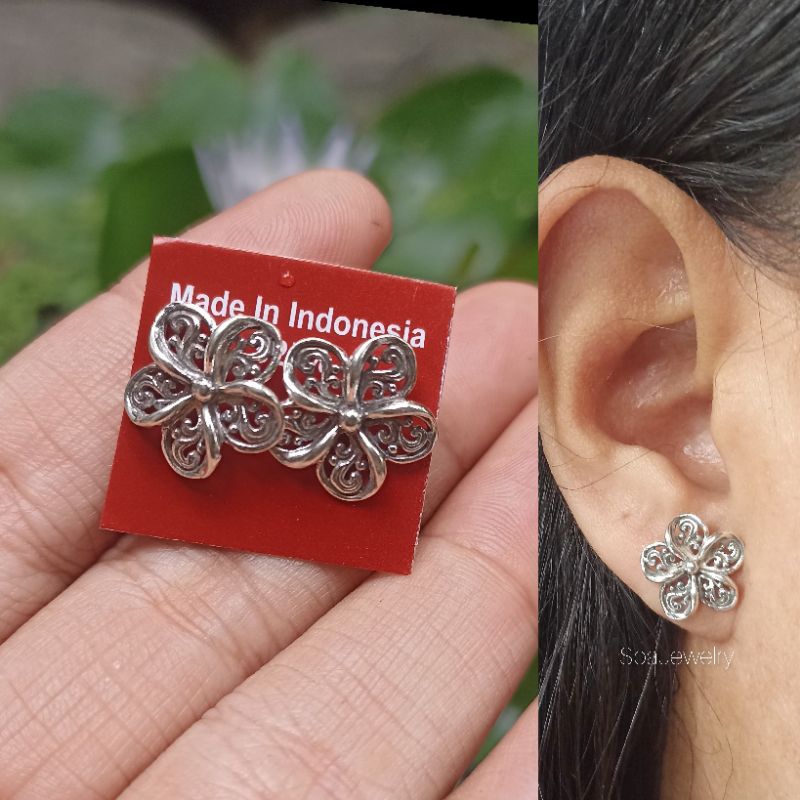 giwang tindik Kamboja perak bali