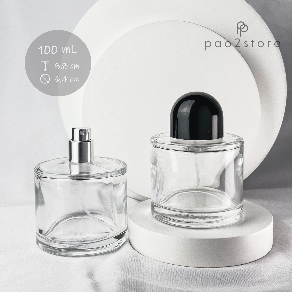 Botol Spray 100ml Kaca Bulat Tebal - Refill Parfum Isi Ulang Unik - Drat / Ulir - BYR