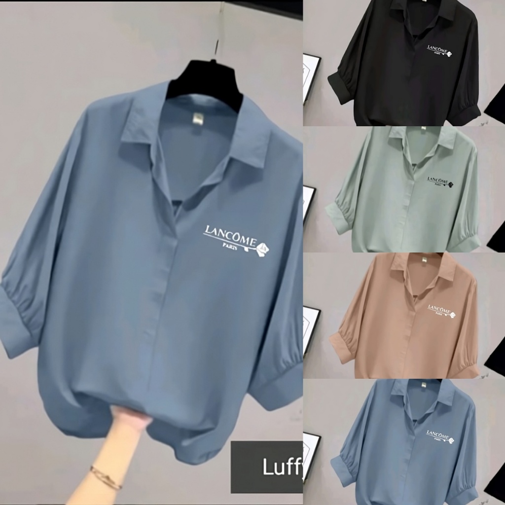 Luffy Pluffy Blouse Crinckle Bordir Lancome Lengan Balon
