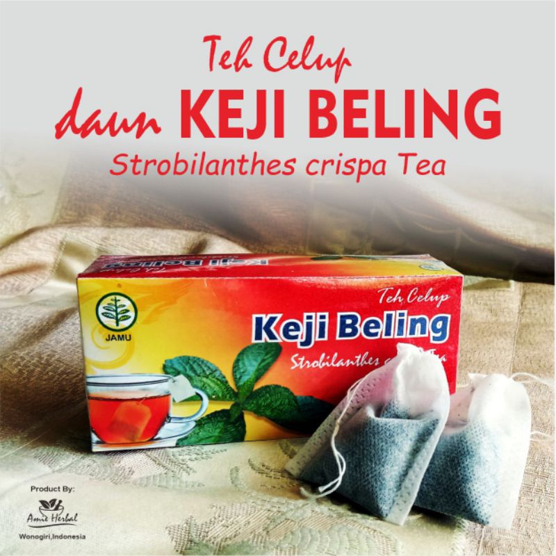 

teh celup keji beling/herbal keji beling/daun keji beling. 1 box isi 20 kantong celup.