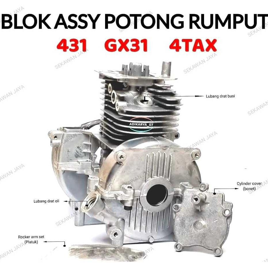 GX31 431 Crankcase Cylinder Blok Mesin Potong Rumput 4tak Crankcase / blok potong rumput Honda GX31 