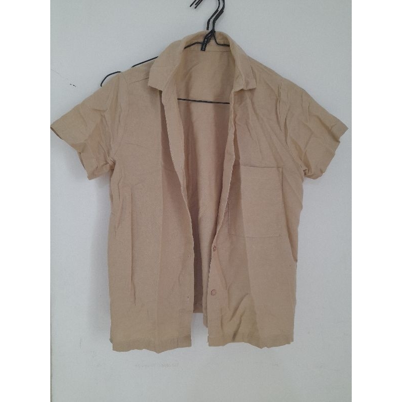 Kemeja Crop top Colorbox coklat susu size XS