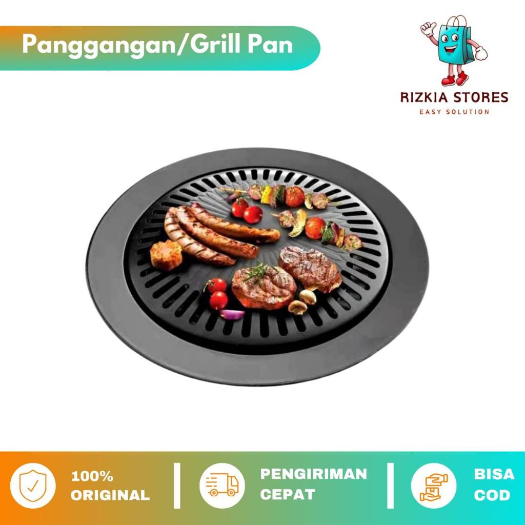 BBQ GRILL PAN GSF / Grill BBQ GSF Anti Lengket /Panggangan Bulat Barberque BBQ Grill Plate Smokeles 