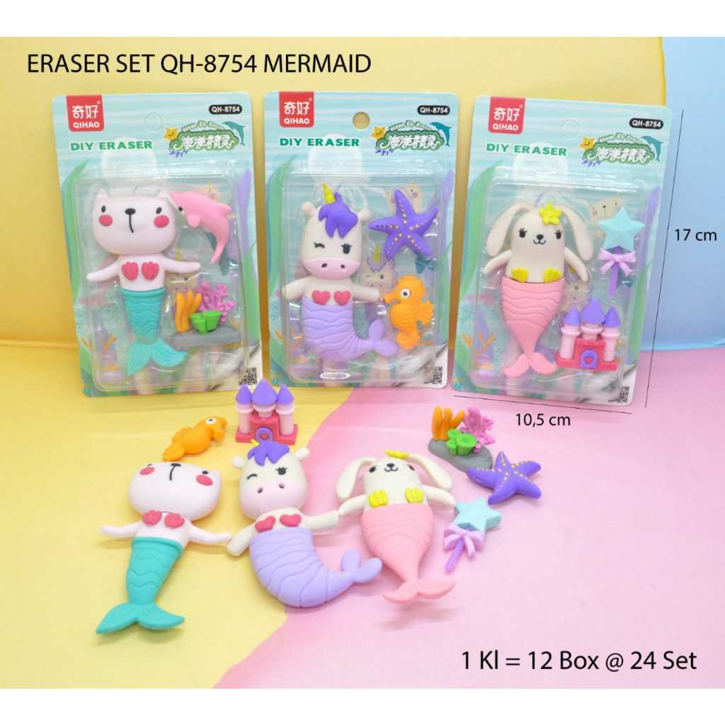 

penghapus mermaid qh 8754 17 x 10.5 cm mermaid animal lucu fancy qihao benny