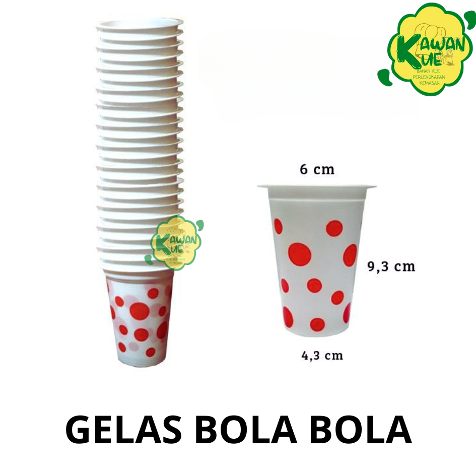 Gelas Plastik Polkadot Motif Bola Bola Isi 50 pcs/Gelas es