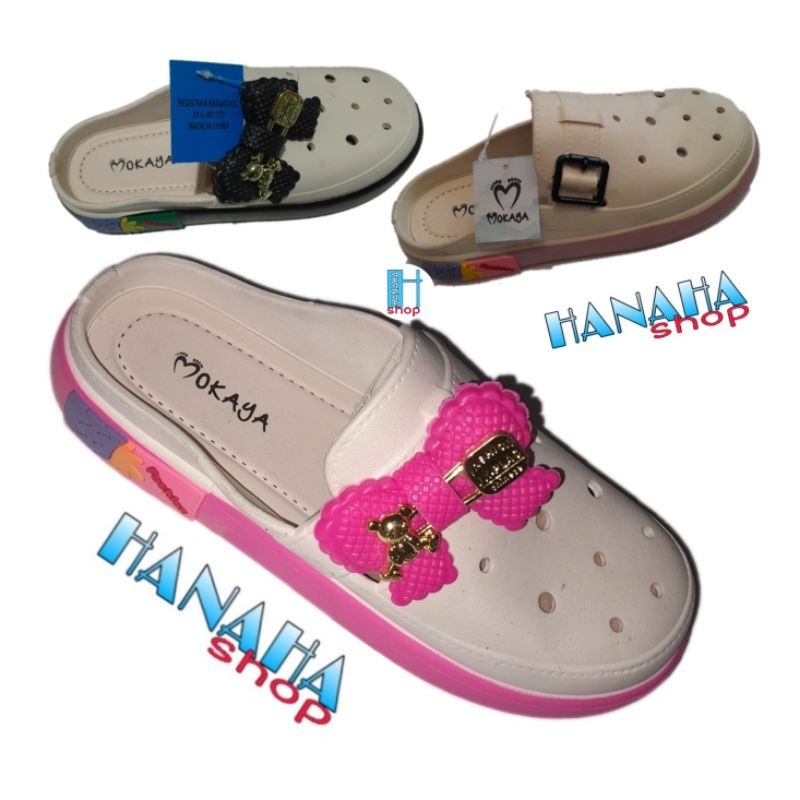 Sandal sepatu slop wanita slip on mokaya