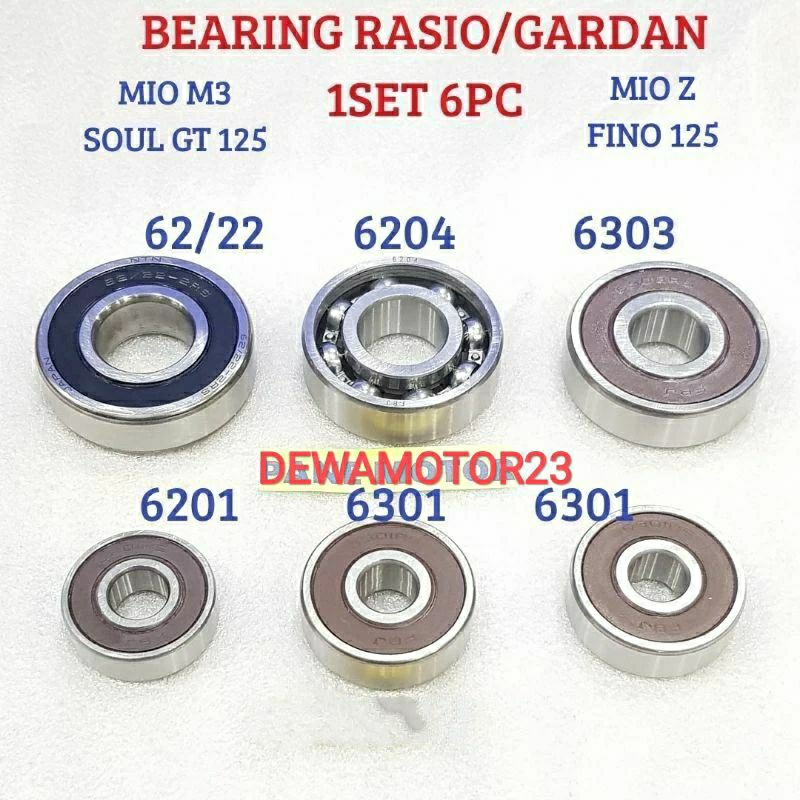 BEARING LAHER RASIO GARDAN 1 SET MIO M3 125 MIO SOUL GT 125 FINO F1 125 EXRIDE  FI 125 HIGH