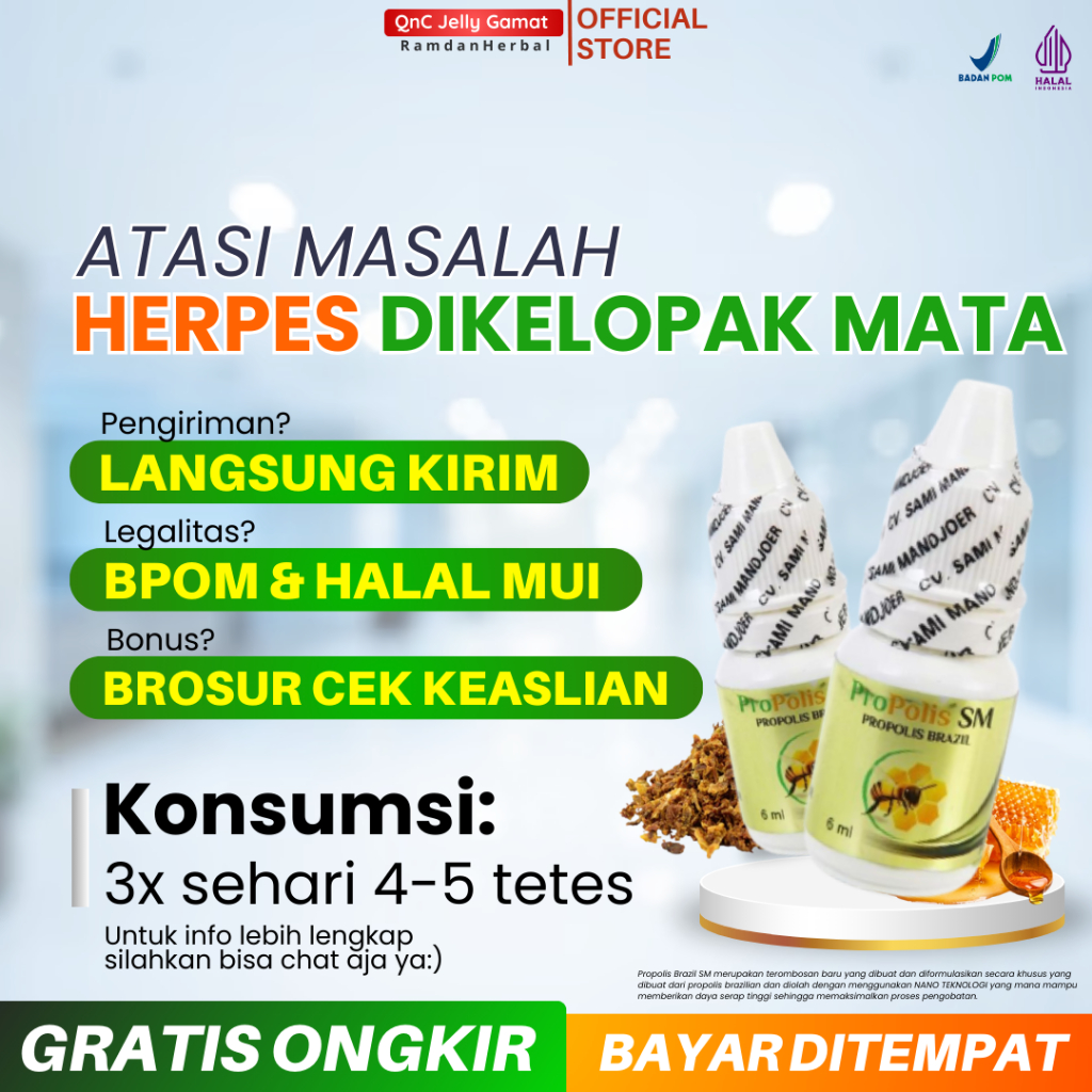 Obat Herpes Di Kelopak Mata Area Mata Infeksi Virus Propolis SM BPOM & HALAL MUI