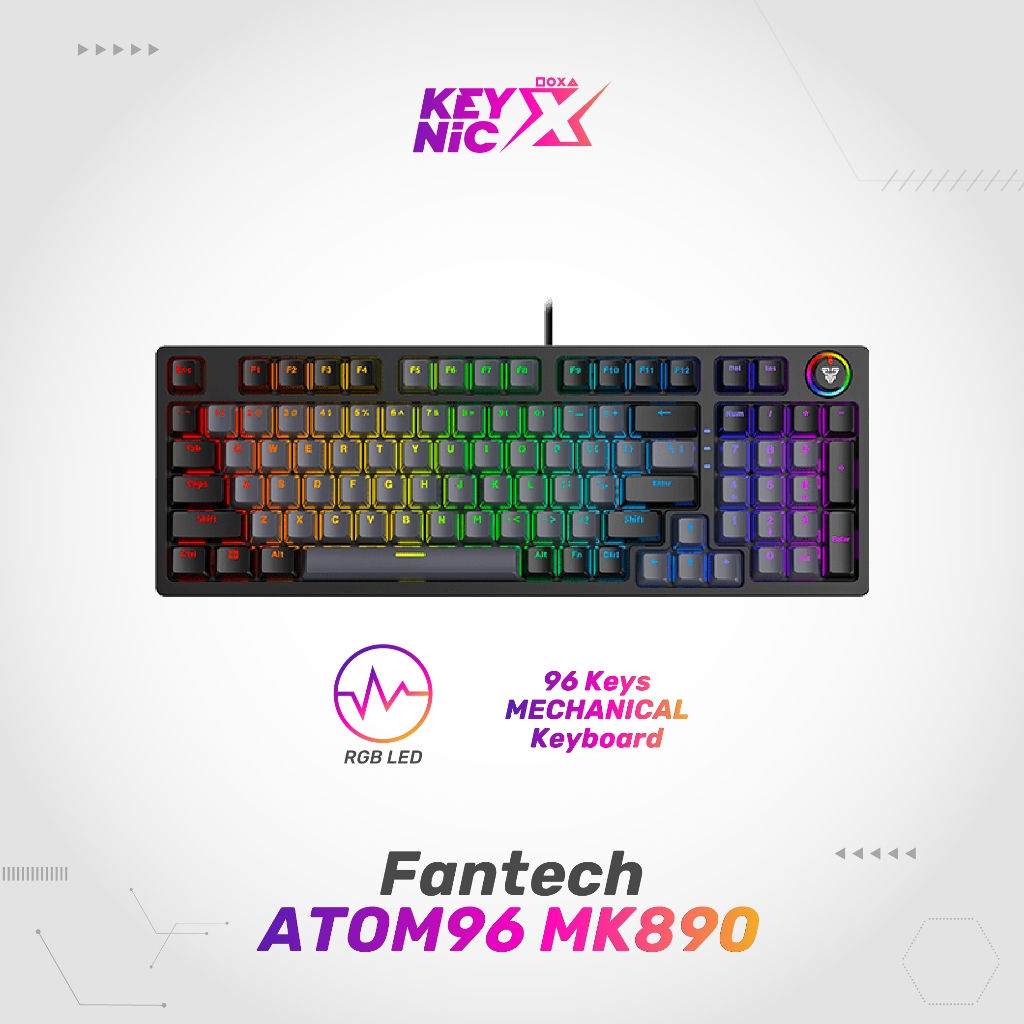 Fantech ATOM96 MK890 RGB Keyboard knob Gaming Mechanical Full Size Garansi Resmi KEYNIC